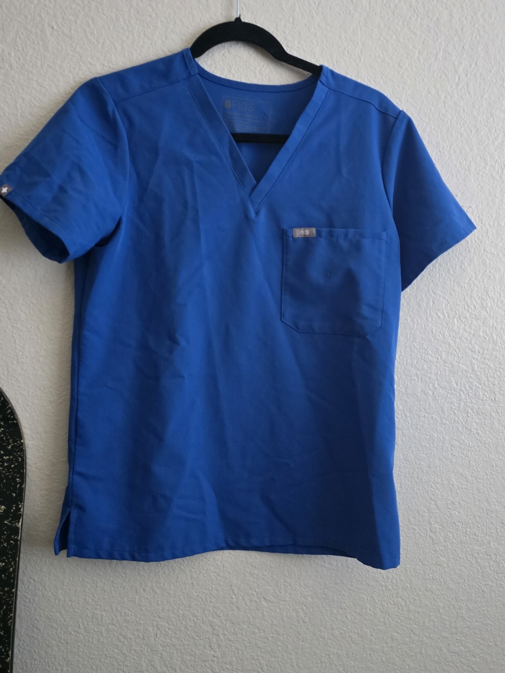 Figs Womens Royal Blue V-Neck, One Pocket Scrub Top